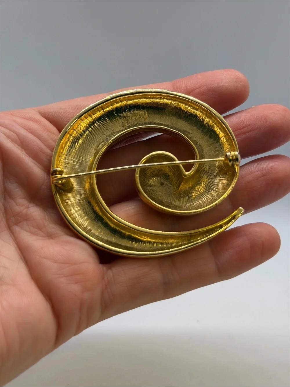Gold Spiral Brooch Pin - Elegant Home Accent
